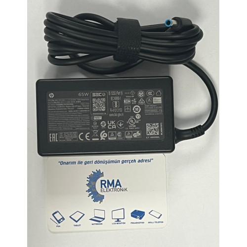 HP 65W 19.5V 3.33A MAVI UCLU ORJ. ADAPTOR 